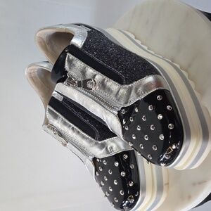 Marco Moreo Black and Silver Platform Shoes Size 38